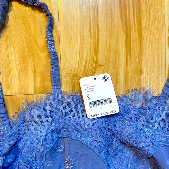 Intimately Free People Light Blue Lacy Cropped Tank Top NEW NWT - Picture 3 of 4